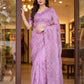 Lilac Sequin Organza Saree