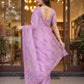 Lilac Sequin Organza Saree