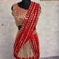 Black & Red Ready-to-Wear Mirror Work Faux Georgette Saree Set