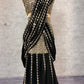 Black & Red Ready-to-Wear Mirror Work Faux Georgette Saree Set