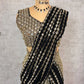 Black & Red Ready-to-Wear Mirror Work Faux Georgette Saree Set