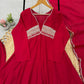 Crimson Beaded Yoke Anarkali Set