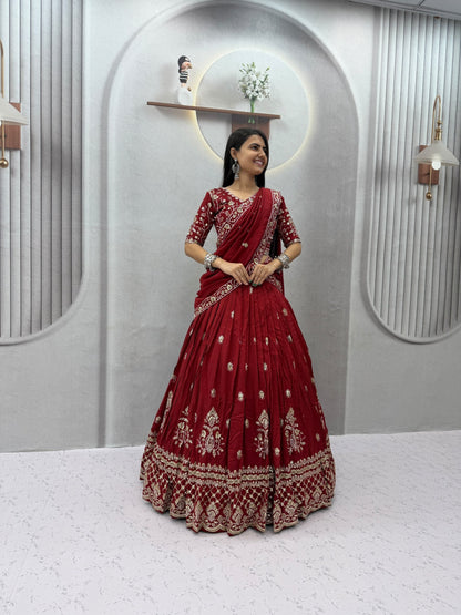Sequin Embroidered Vichitra Lehenga