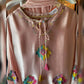 Mauve Floral Patch Kurta Set