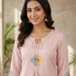 Mauve Floral Patch Kurta Set