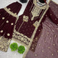 Embroidered Faux Georgette Palazzo Suit Set
