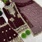 Embroidered Faux Georgette Palazzo Suit Set