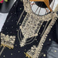 Embroidered Faux Georgette Palazzo Suit Set