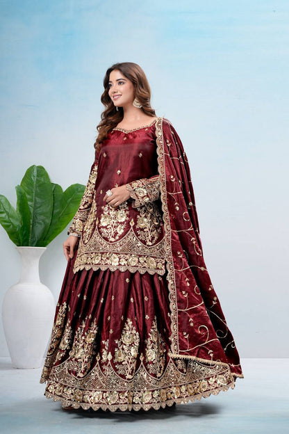 Shimmer Sequin Peplum Lehenga Set
