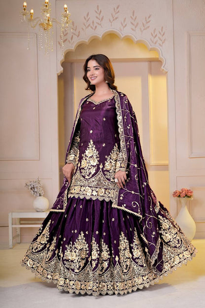Shimmer Sequin Peplum Lehenga Set