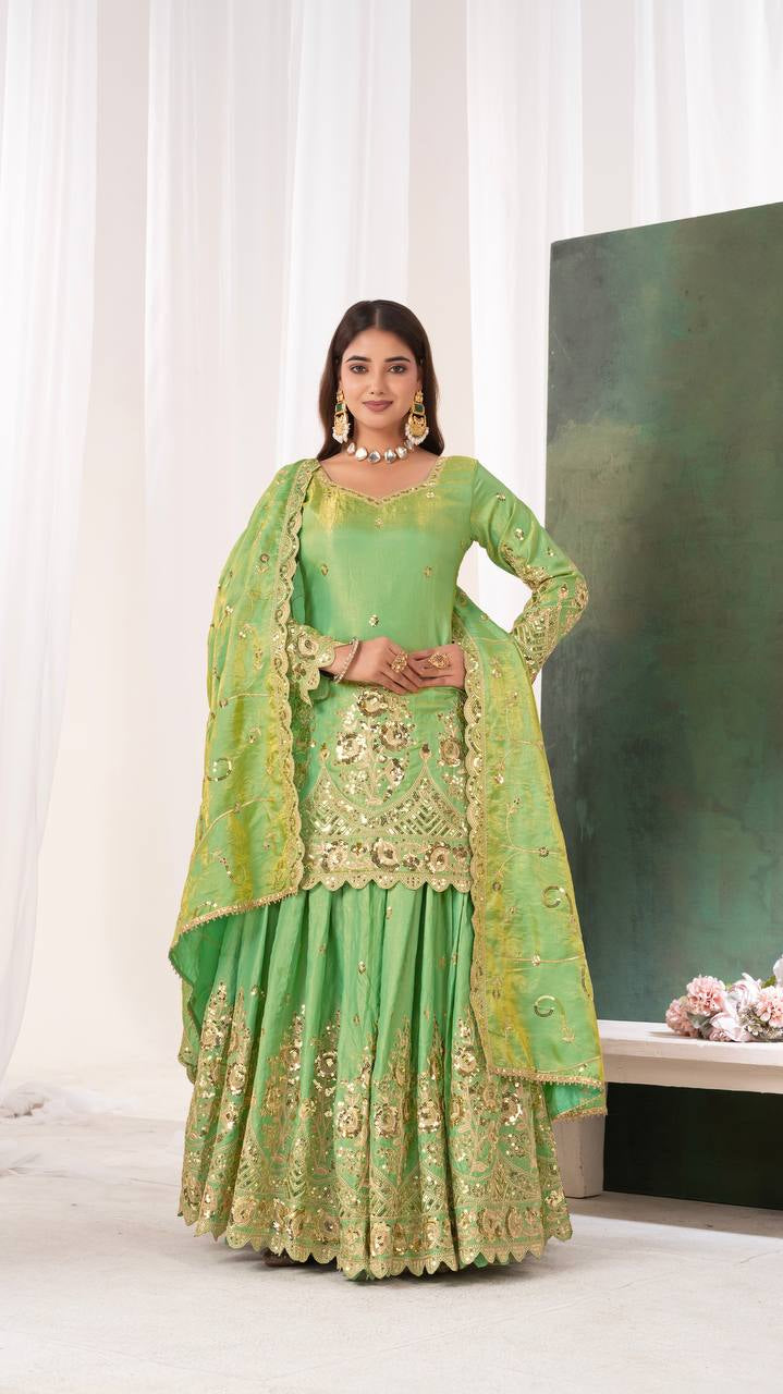 Shimmer Sequin Peplum Lehenga Set