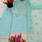 Embroidered Chinnon Silk Suit Set with Tissue Silk Dupatta