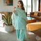 Embroidered Chinnon Silk Suit Set with Tissue Silk Dupatta
