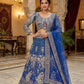 Teal Peacock Embroidered Butterfly Net Lehenga Set for Weddings and Grand Festive Occasions