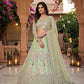 Teal Peacock Embroidered Butterfly Net Lehenga Set for Weddings and Grand Festive Occasions