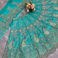 Teal Peacock Embroidered Butterfly Net Lehenga Set for Weddings and Grand Festive Occasions