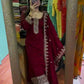 Embroidered Chinnon Silk Suit Set with Dupatta