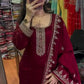 Embroidered Chinnon Silk Suit Set with Dupatta