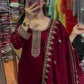 Embroidered Chinnon Silk Suit Set with Dupatta