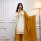 Ivory Contrast Mirror Sharara Set