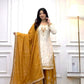 Ivory Contrast Mirror Sharara Set