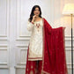 Ivory Contrast Mirror Sharara Set