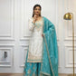 Ivory Contrast Mirror Sharara Set
