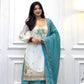 Ivory Contrast Mirror Sharara Set