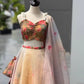 Organza Digital Print Lehenga Set with Blouse, Dupatta, and Batwa Bag