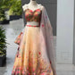 Organza Digital Print Lehenga Set with Blouse, Dupatta, and Batwa Bag