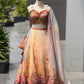 Organza Digital Print Lehenga Set with Blouse, Dupatta, and Batwa Bag