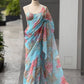 Blush Floral Organza Saree with Sequins