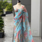Blush Floral Organza Saree with Sequins