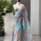 Blush Floral Organza Saree with Sequins