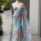 Blush Floral Organza Saree with Sequins