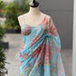 Blush Floral Organza Saree with Sequins