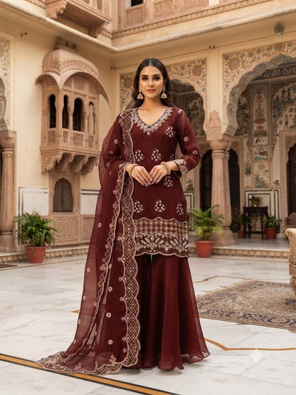 Diamond Trellis Cutwork Suit Set
