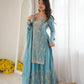 Sky Blue Beaded Sharara Set