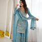 Sky Blue Beaded Sharara Set