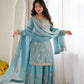 Sky Blue Beaded Sharara Set