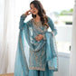 Sky Blue Beaded Sharara Set