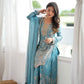 Sky Blue Beaded Sharara Set
