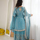 Sky Blue Beaded Sharara Set