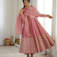 Chevron Sequin Crinkle Silk Anarkali