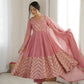 Chevron Sequin Crinkle Silk Anarkali