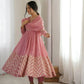 Chevron Sequin Crinkle Silk Anarkali