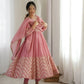 Chevron Sequin Crinkle Silk Anarkali