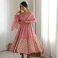 Chevron Sequin Crinkle Silk Anarkali