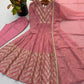 Chevron Sequin Crinkle Silk Anarkali