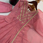 Chevron Sequin Crinkle Silk Anarkali